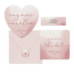 Hochzeitskartenset in Aquarell Altrosa