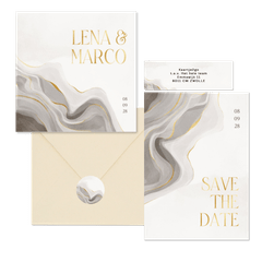 Hochzeitskartenset grauer Marmor mit Gold