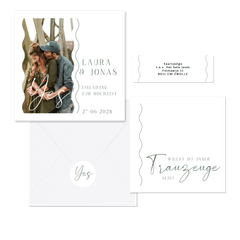 Hochzeitskartenset schlicht mit Wellenstreifen