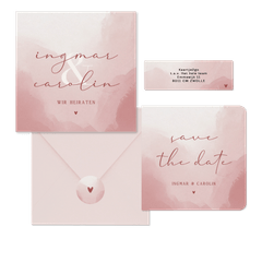 Hochzeitskartenset in Aquarell Altrosa