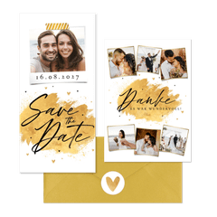 Hochzeitskartenset Pinselstrich Goldlook