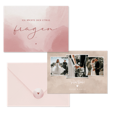 Hochzeitskartenset Altrosa Auqarell