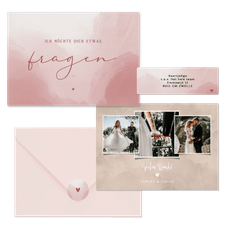 Hochzeitskartenset Altrosa Auqarell