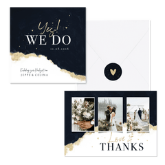 Hochzeitskartenset elegantes Aquarell schwarz-gold