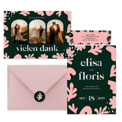 Hochzeitskartenset mit abstrakten rosa Blumen