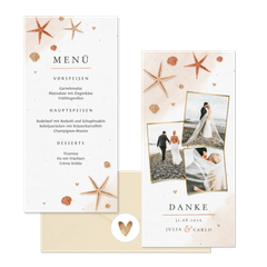 Hochzeitskartenset Seesterne und Sand