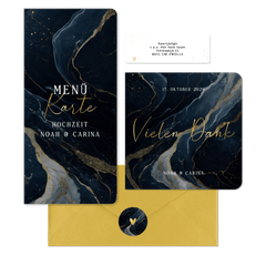 Hochzeitskarten Dunkler Marmor mit Goldschrift