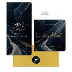 Hochzeitskarten Dunkler Marmor mit Goldschrift