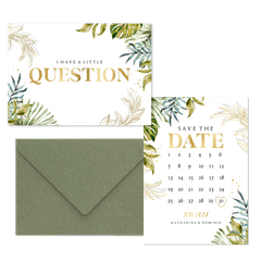 Hochzeitskartenset Botanisch im Goldlook 