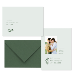 Hochzeitskartenset einfacher grüner Zweig