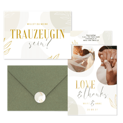 Hochzeitskartenset Boho Formen und Zweige