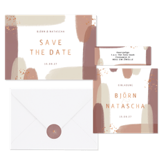 Hochzeitskartenset Kupfer Pinselstriche 