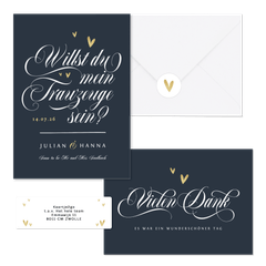 Hochzeitskartenset klassische Schreibschrift