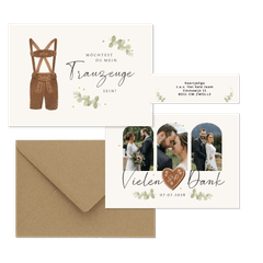 Hochzeitskartenset Dirndl & Lederhose