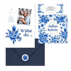 Hochzeitskartenset in Delfter Blau 