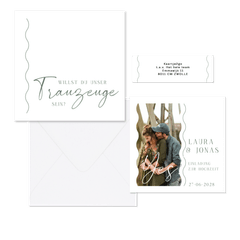 Hochzeitskartenset schlicht mit Wellenstreifen