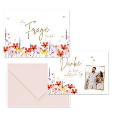 Hochzeitskartenset bunte Blumenwiese