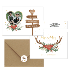 Hochzeitskartenset Blumen & Geweih