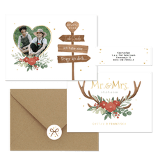 Hochzeitskartenset Blumen & Geweih