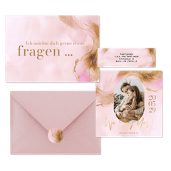 Hochzeitskartenset Bohemian Aquarell in Rosegold 