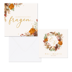 Hochzeitskartenset Blätterkranz Herbststimmung