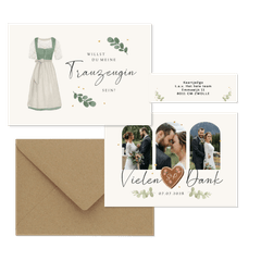 Hochzeitskartenset Dirndl & Lederhose