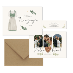 Hochzeitskartenset Dirndl & Lederhose