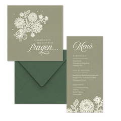 Hochzeitskartenset Spitze auf Olivgrün