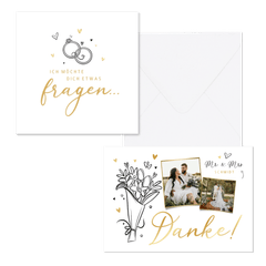 Hochzeitskartenset einfache Doodles 