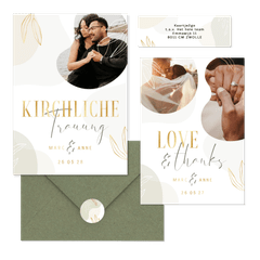 Hochzeitskartenset Boho Formen und Zweige