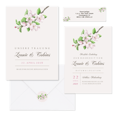 Hochzeitskartenset natürliche Apfelblüten
