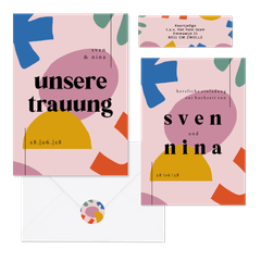 Hochzeitskartenset Modern Art in bunt