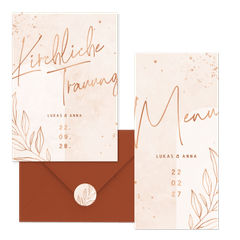 Hochzeitskartenset filigraner Zweig auf Rosé