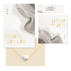 Hochzeitskartenset grauer Marmor mit Gold