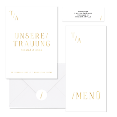 Hochzeitskartenset minimalistisch Goldschrift