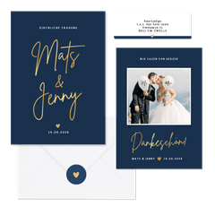 Hochzeitskartenset klassisch in Dunkelblau