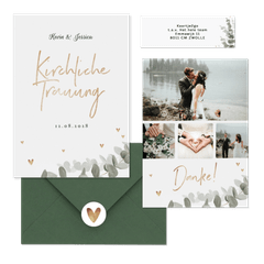 Hochzeitskartenset elegantes Aquarell mit Eukalyptus