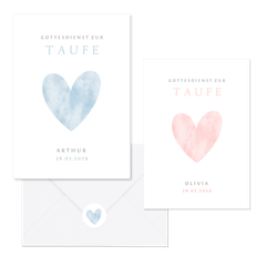 Taufe - Herz Aquarell 