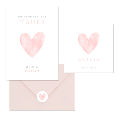 Taufe - Herz Aquarell rosa
