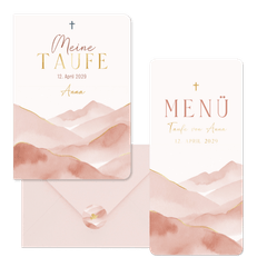 Taufe - Aquarell Berge rosa