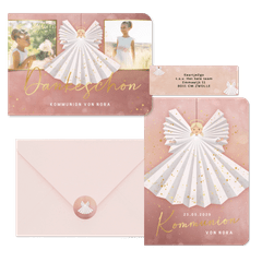 Kommunion - Engel weisses Kleid auf rosa 