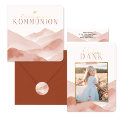 Kommunion - Berge Aquarell rosa