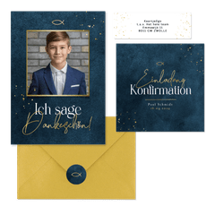 Konfirmation - Goldschrift dunkelblau 
