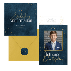 Konfirmation - Goldschrift dunkelblau 