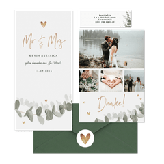 Hochzeitskartenset elegantes Aquarell mit Eukalyptus