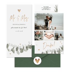 Hochzeitskartenset elegantes Aquarell mit Eukalyptus