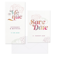 Hochzeitskartenset Bunte Papeterie mit Pfingstrosen