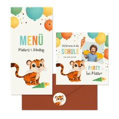 Tiger und bunte Luftballons L