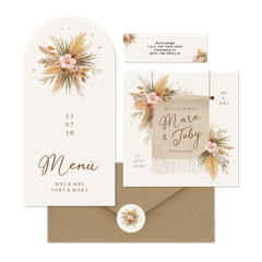 Hochzeit - Boho Blumenstrauß mit Gräsern und Blüten