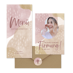 Firmung - Aquarell rosa-braun & Fotos